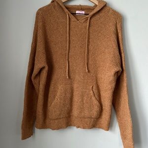 Pink Lily Waffle Knit Hooded Sweater